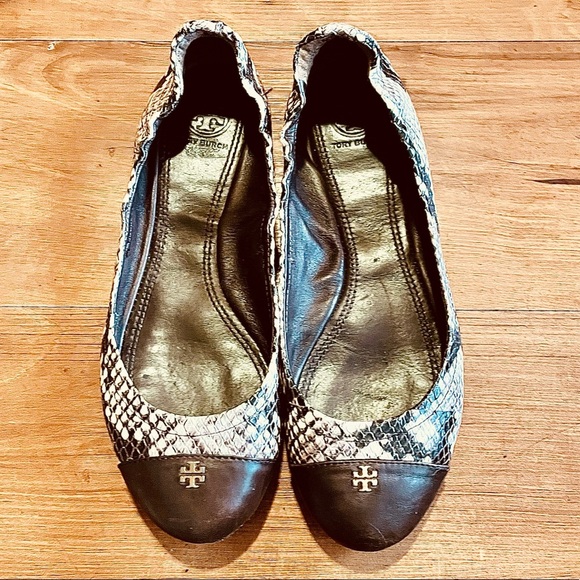 Tory Burch Python Embossed Leather Ballet Shoes 6M - Picture 2 of 7
